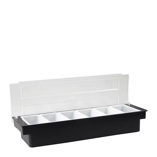 CONDIMENT DISPENSER 6 COMPARTMENT BLACK