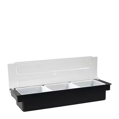 CONDIMENT DISPENSER 3 COMPARTMENT BLACK