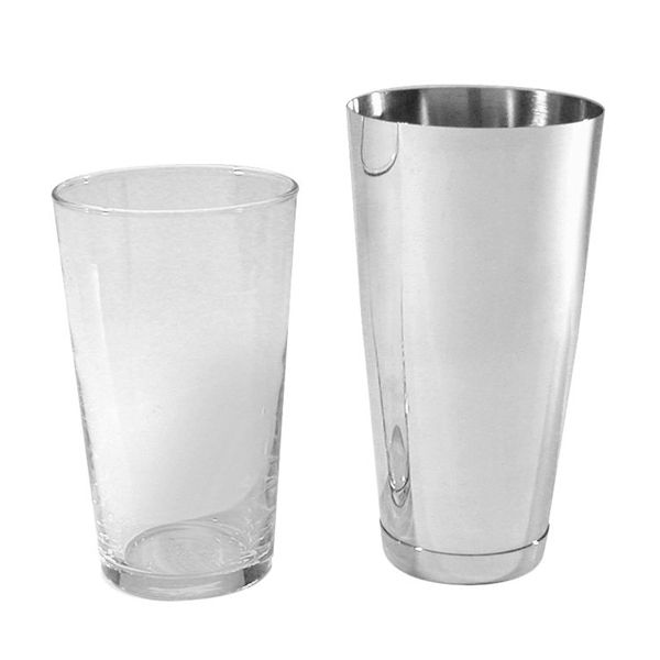 COCKTAIL SHAKER 2PCE SET GLASS&BASE