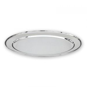PLATTER OVAL 18/8 ROLLED EDGE 200MM