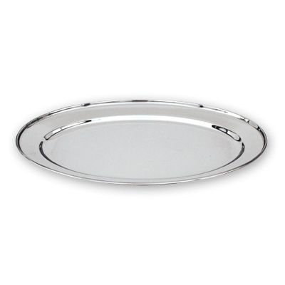 PLATTER OVAL 18/8 ROLLED EDGE 400X265MM