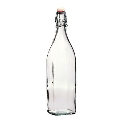 Bormioli Rocco 500 ml Square Clear Swing Top Bottles