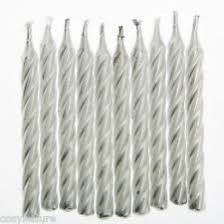 SILVER SPIRAL CANDLES X10/PKT