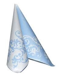 AIRLAID 40CM LIGHT BLUE DESIGN 50/PKT