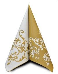 AIRLAID 40CM WHITE/GOLD DESIGN 50/PKT - 88319