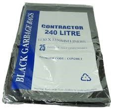 GARBAGE BAG CONTRACTOR BLACK 240L 100/CTN