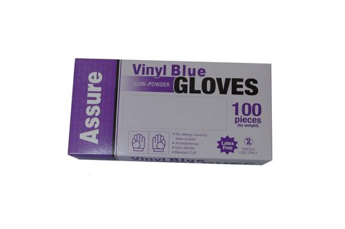 VINYL GLOVE L/POWDER BLUE SMALL -100PKT