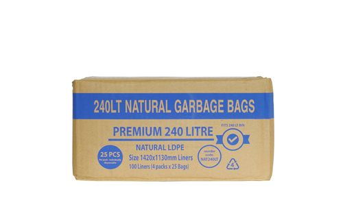 GARBAGE BAG NATURAL LDPE 240L 100/CTN