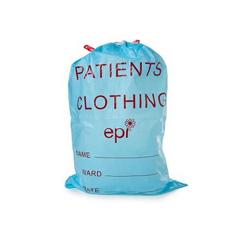 PATIENT CLOTHING BAG D/STRING BLUE 500/C