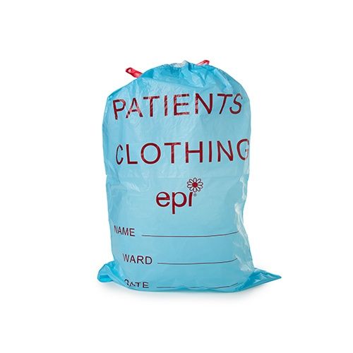 PATIENT CLOTHING BAG D/STRING BLUE 500/C