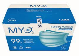 SURGICAL MASK BLUE 4PLY 50/PKT LEVEL 3