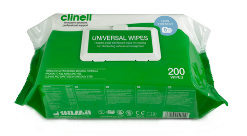 CLINELL UNIVERSAL WIPES 200/PKT 6/CTN