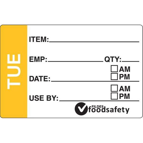 REMOVABLE PREP DAY LABEL 49X75 TUESDAY 250/ROLL