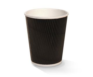 8OZ BLACK RIPPLE WALL COFFEE CUP 500/CTN