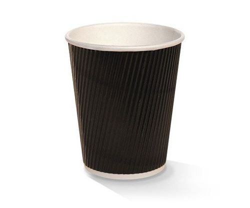 8OZ BLACK RIPPLE WALL COFFEE CUP 500/CTN