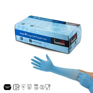 NITRILE BLUE LONG CUFF LARGE 100PKT