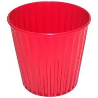 METAL RUBBISH BIN RED FLUTELINE