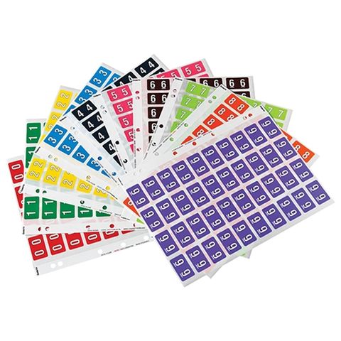 COLOUR CODING LABEL 0-9 SET 25MM 10 SHEE