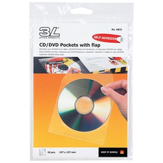3L CD/DVD POCKET WITH FLAP PKT10 ADHESIV