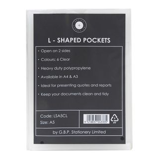 L-SHAPED POCKETS GBP CLEAR A5 PKT/6