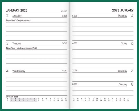 COLLINS DIARY A73P PVC GREEN ODD YEAR