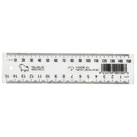 PLASTIC RULER CLEAR 150MM TAURUS