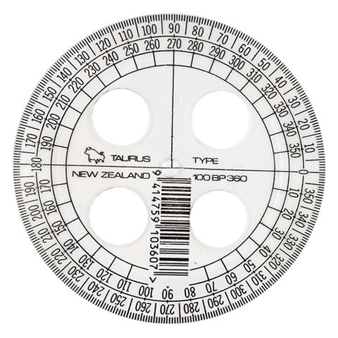 PROTRACTOR TAURUS 100MM 360 DEGREES