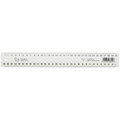 PLASTIC RULER WHITE 300MM TAURUS