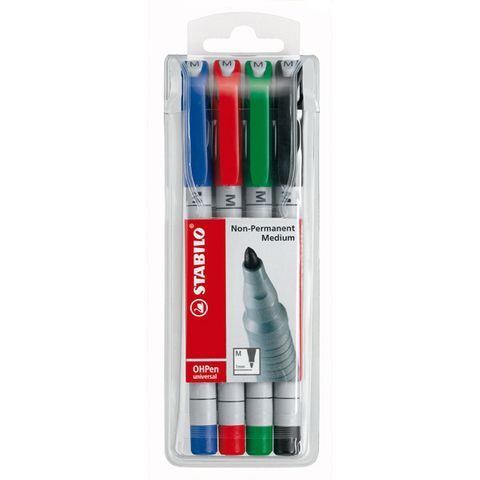 OHP PENS STABILO 853/4 SOLUBLE MED PK4