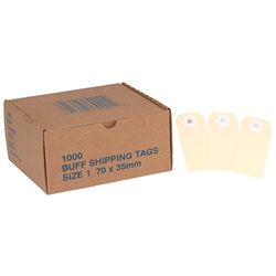 SHIPPING TAGS BUFF NO.1 70X35MM BX/1000