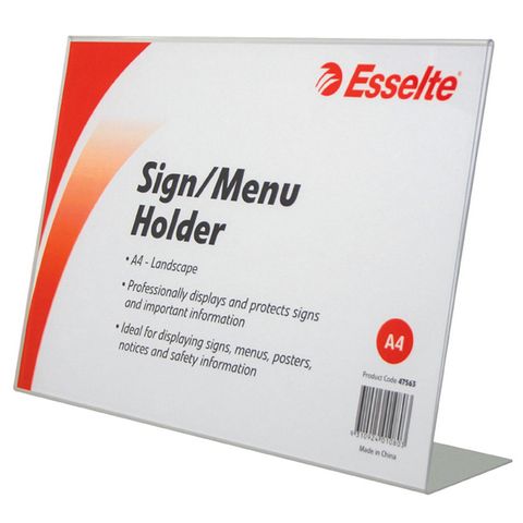 MENU/SIGN HOLDER ESSELTE SLANTED A4 LAND