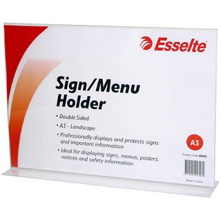 MENU/SIGN HOLDER ESSELTE CLEAR A3 LANDSC