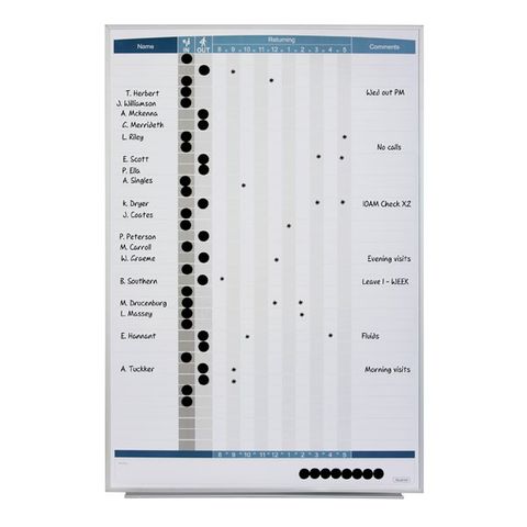 QUARTET MATRIX IN/OUT WHITEBOARD 865X58