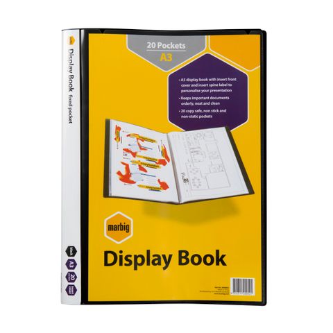 DISPLAY/CLEAR BOOK MARBIG A3 BLACK