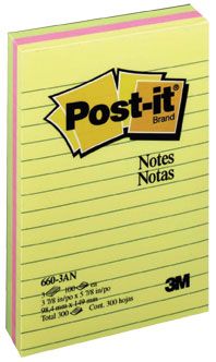 POST IT NOTE 660-3AN CAPETOWN LINED PK3
