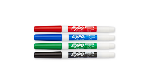 WHITEBOARD MARKER EXPO ASSORTED 4 PACK.