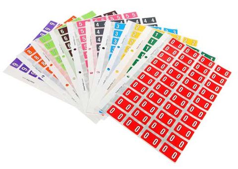 COLOUR FIND LABELS NUMERICAL 0-9 25X42MM