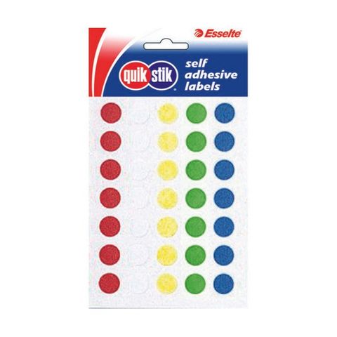 CIRCLE LABEL QUIK STIK 14MM ASSORTED