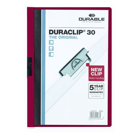 DURABLE DURACLIP FILE A4 BURGUNDY 30 SH