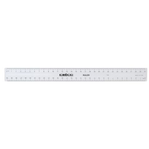 RULER CELCO CLEAR PLASTIC METRIC 300MM