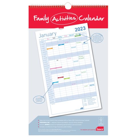 SASCO FAMILY ACTIVITY WALL CALENDAR 2023