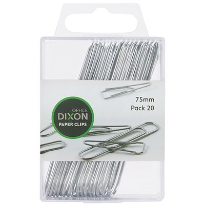 PAPER CLIPS DIXON 75MM PKT/20