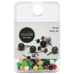 DIXON MAP PINS ASST COLOURS PKT50 SMALL