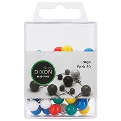 DIXON MAP PINS ASST COLOURS PKT50 LARGE