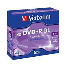 VERBATIM DVD+R DUAL LAYER 8X 8.5GB 5PK