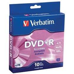 VERBATIM DVD+R 4.7GB 16X SPINDLE PKT 10