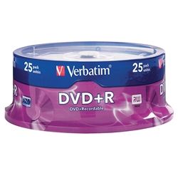 VERBATIM DVD+R 4.7GB 16X SPINDLE PKT/25