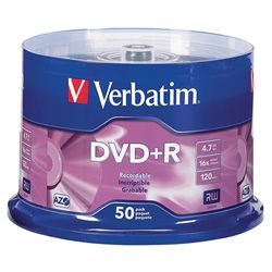 VERBATIM DVD+R 4.7GB 16X SPINDLE PKT/50