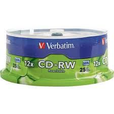VERBATIM CD-RW 700MB 4X-12X SPINDLE 25