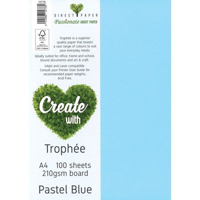 TROPHEE CARD A4 PASTEL BLUE 210GM PK/100